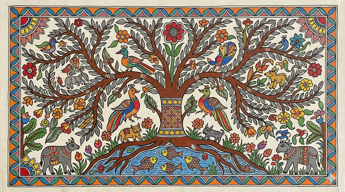 Mithila cultural artwork representing the organization mission