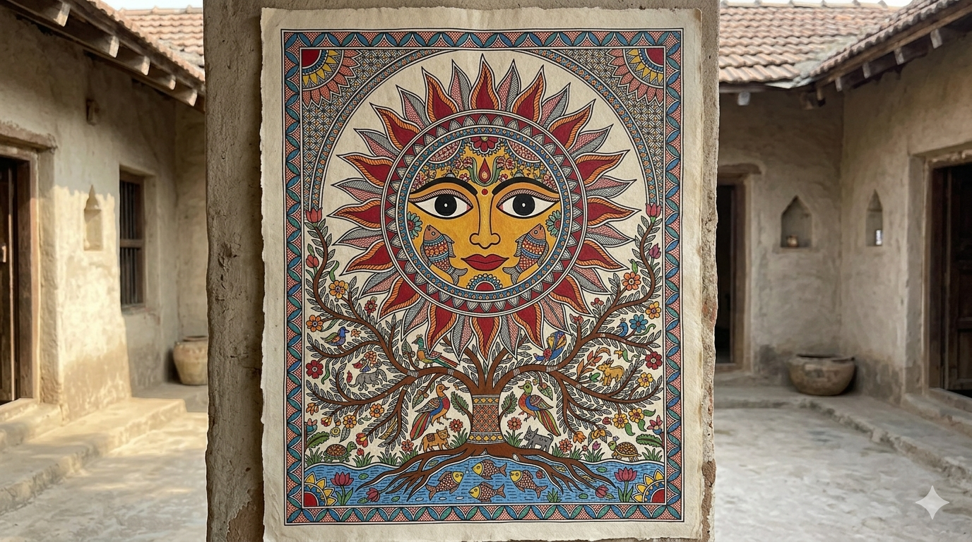 Madhubani — Sun Motif