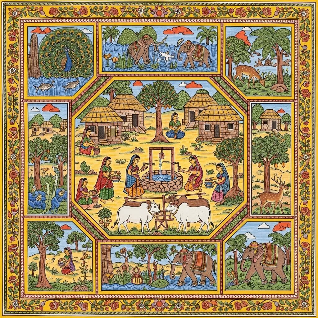 Mithila painting — museum exhibition